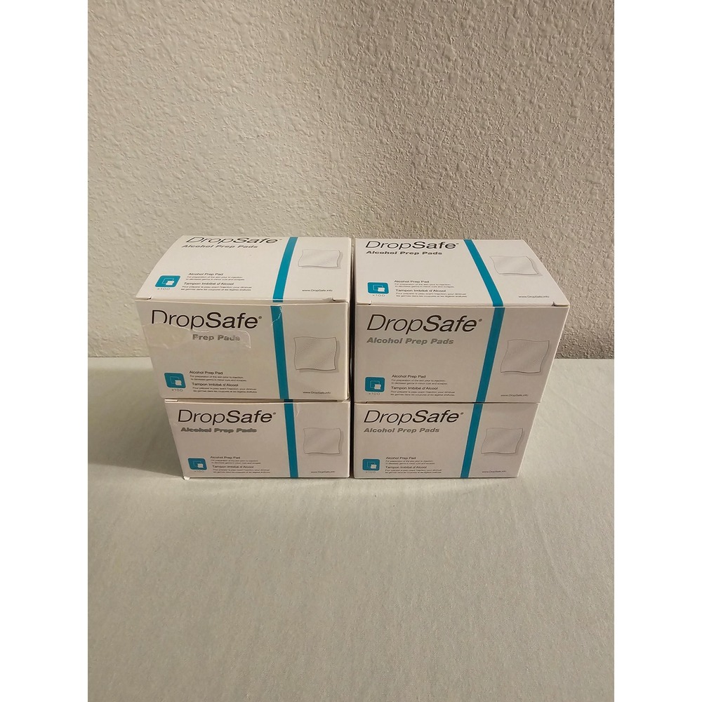 DropSafe Alcohol Prep Pads 400 Count 4 Boxes of 100 Individually Wrapped 70% IPA